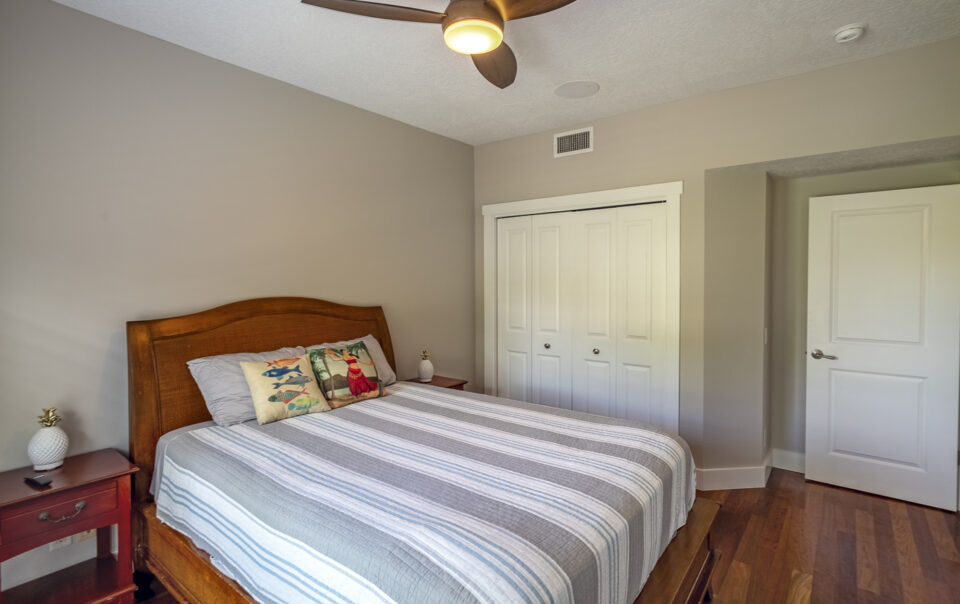 Warm-toned wooden bedroom interior design