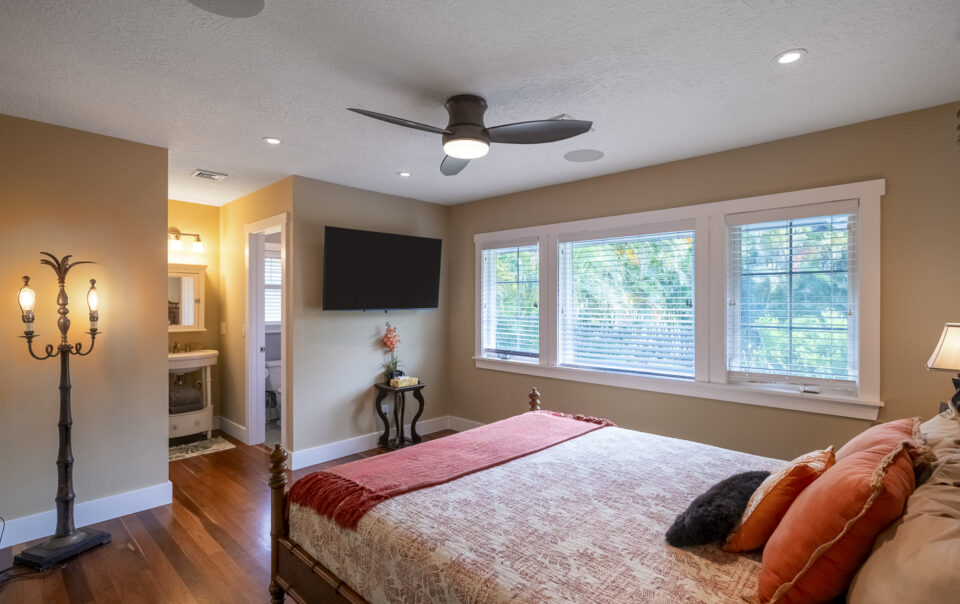 Stylish room featuring a ceiling fan
